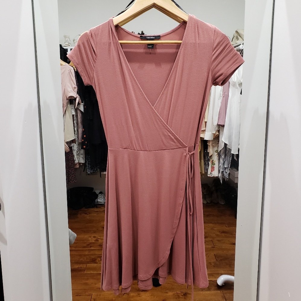 F21 • dusty rose wrap dress
